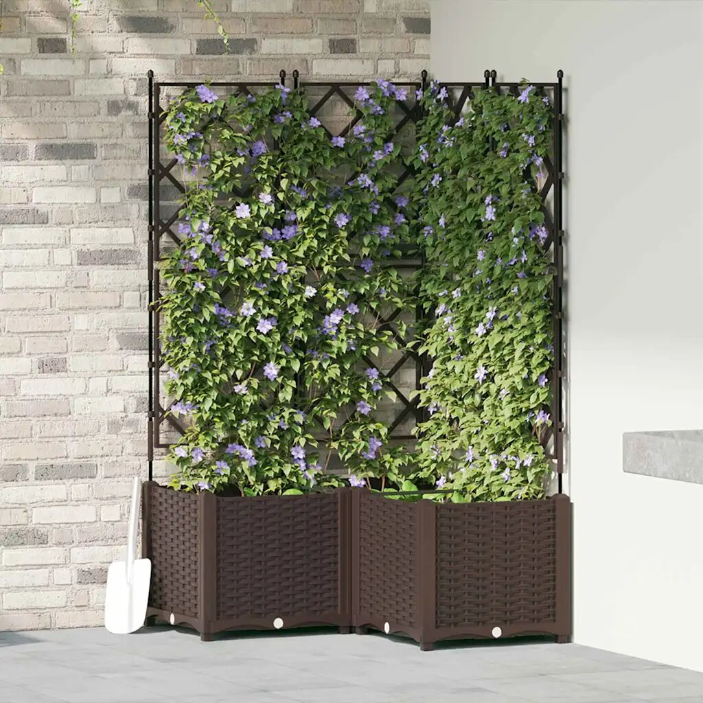 vidaXL Градинска саксия 3 бр. Кафяво 80 x 80 x 143 см ПП