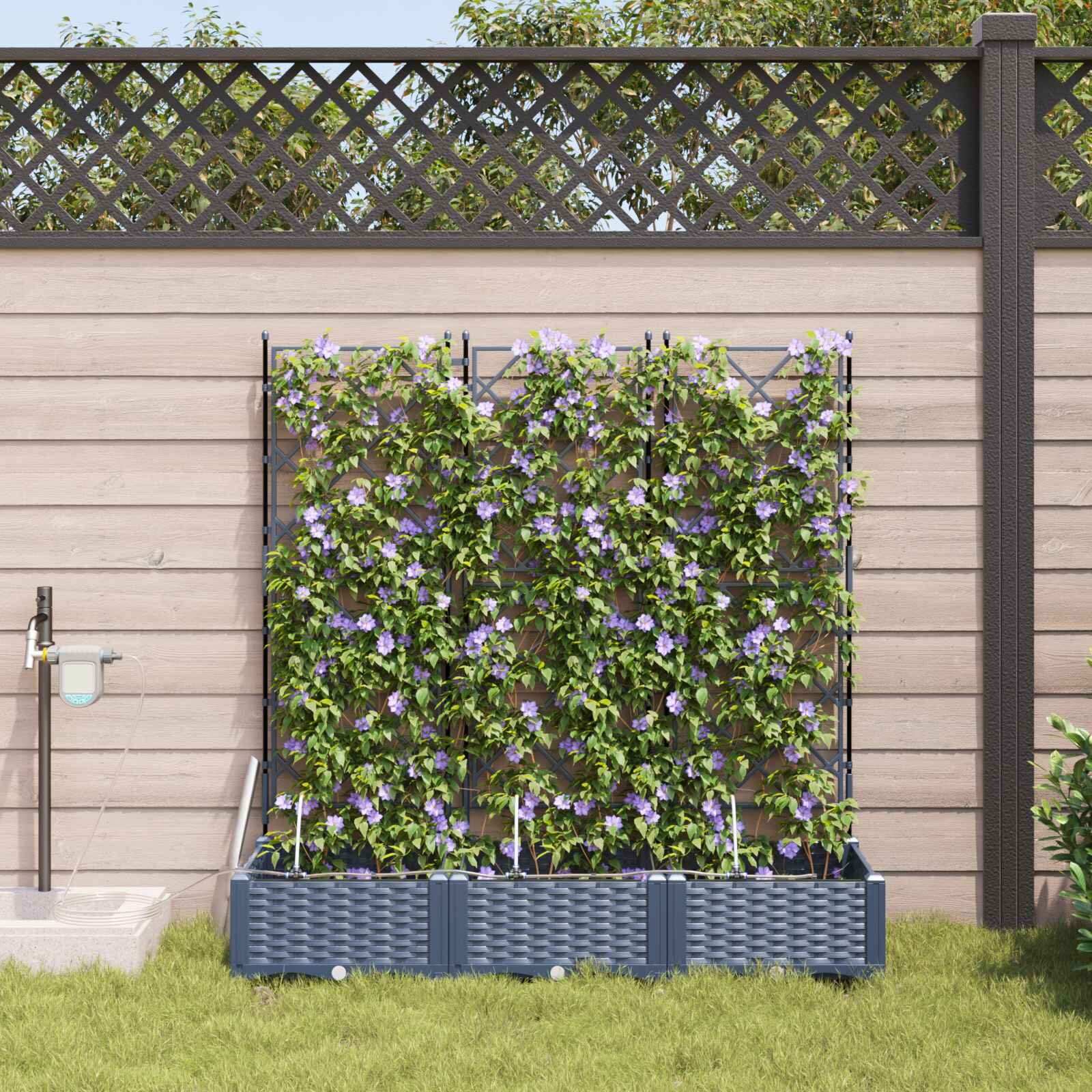 vidaXL Градинска саксия 3 бр. Сиво 120 x 40 x 126 см ПП