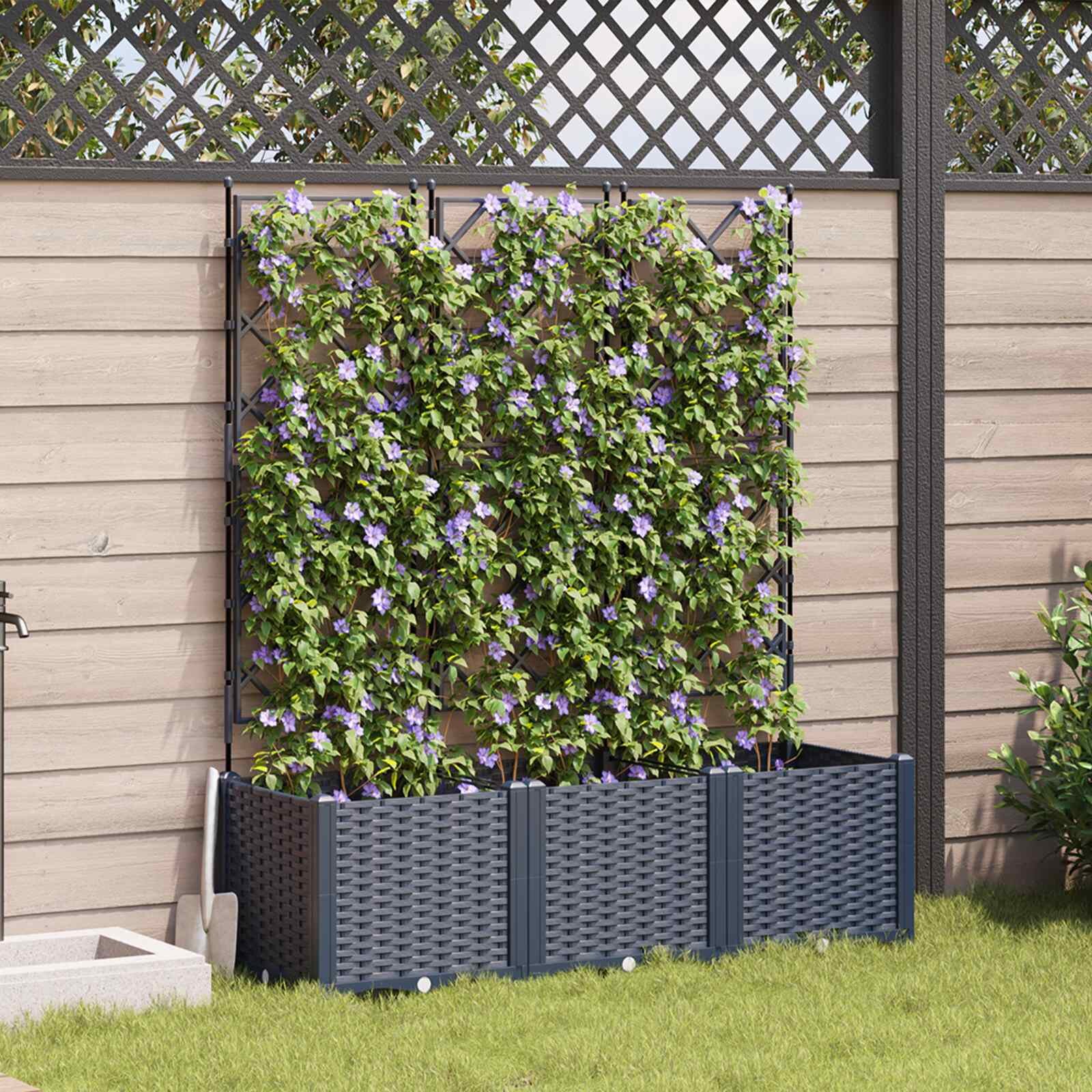 vidaXL Градинска саксия 3 бр. Сиво 120 x 40 x 143 см ПП