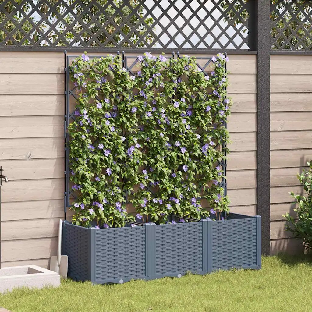 vidaXL Градинска саксия 3 бр. Светлосиво 120 x 40 x 143 см ПП