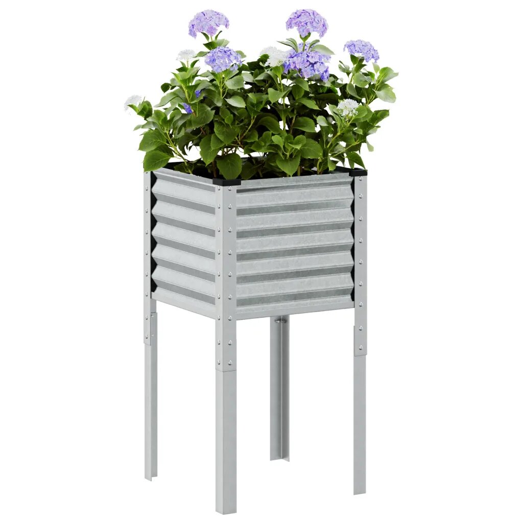 vidaXL Градинска саксия 45x45x88 см поцинкована стомана