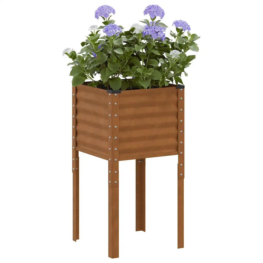 vidaXL Градинска саксия 45x45x88 см устойчива на атмосферни влияния стомана