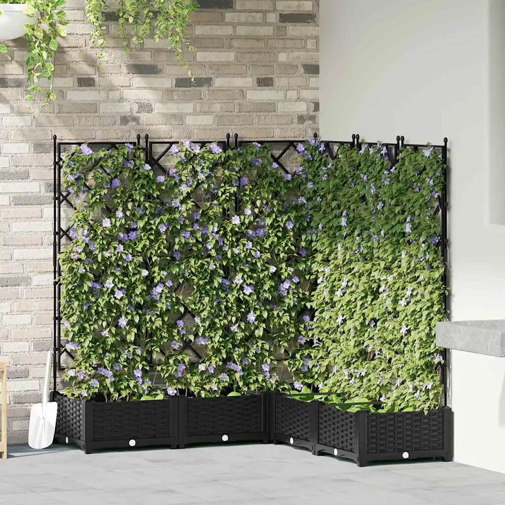 vidaXL Градинска саксия 5 бр. Черно 120 x 120 x 1255 см ПП