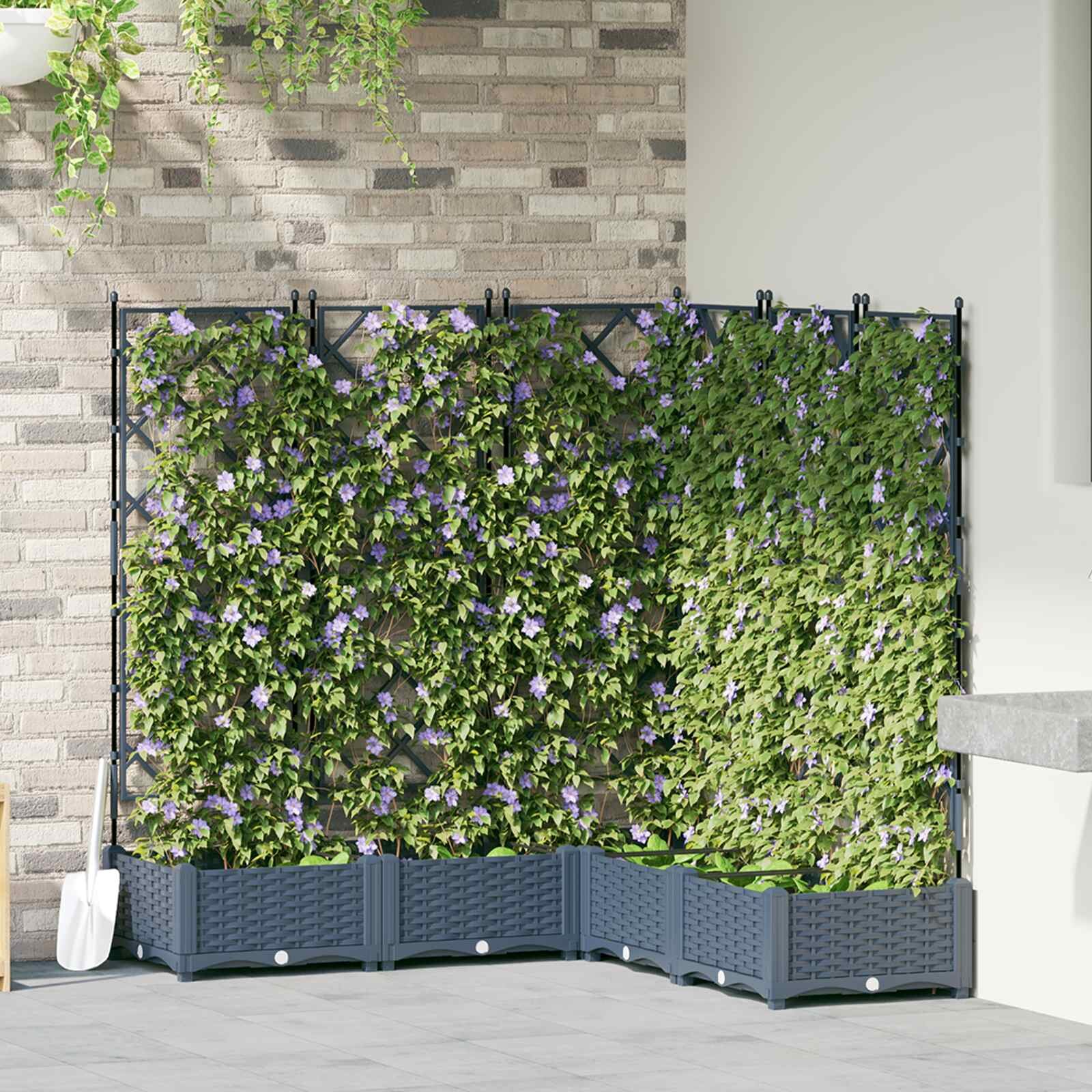 vidaXL Градинска саксия 5 бр. Сиво 120 x 120 x 1255 см ПП