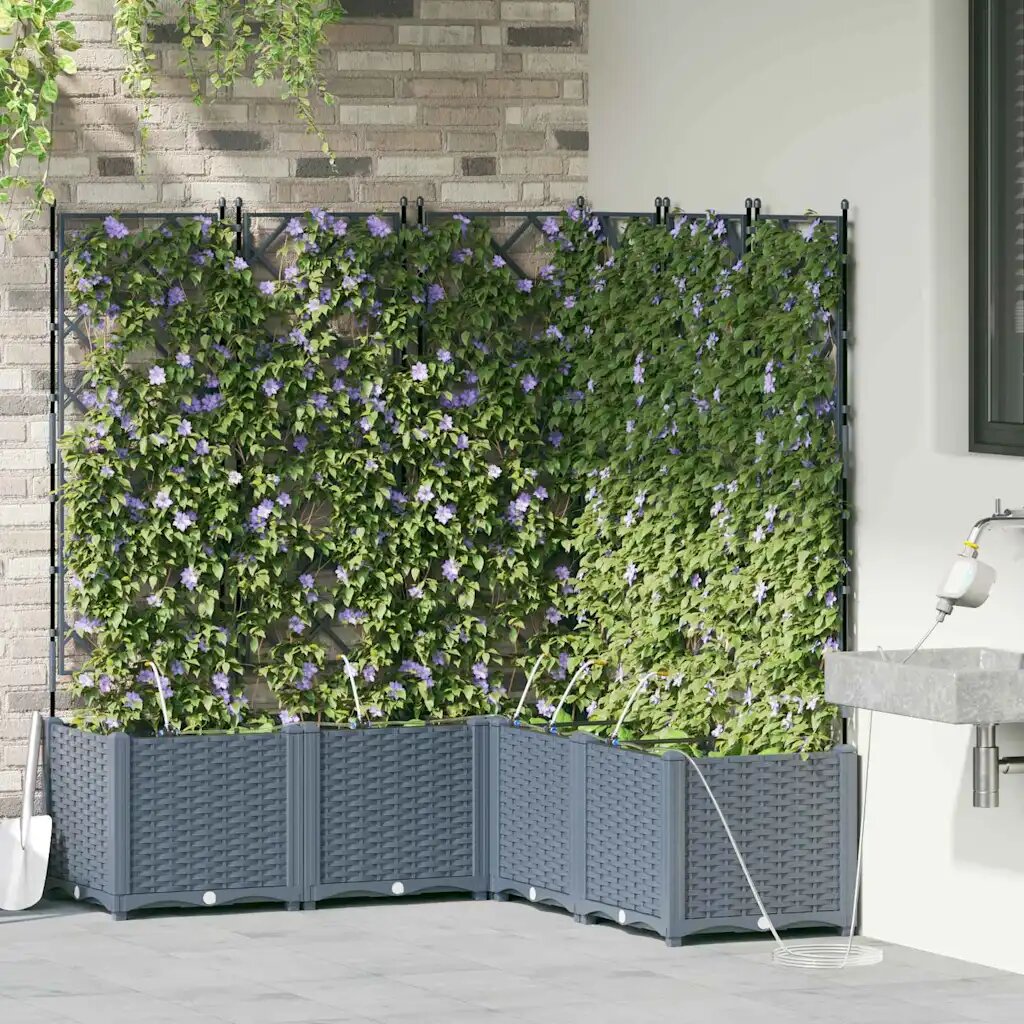 vidaXL Градинска саксия 5 бр. Светлосиво 120 x 120 x 142 см ПП