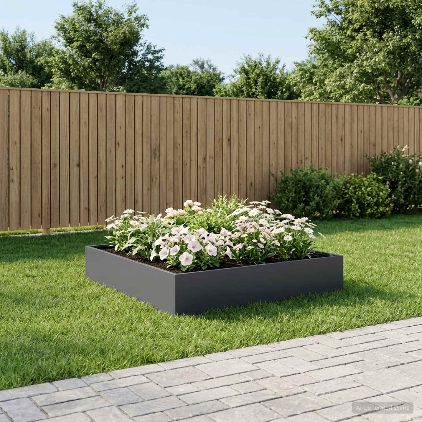 vidaXL Градинска саксия Антрацит 100 x 100 x 20 cm