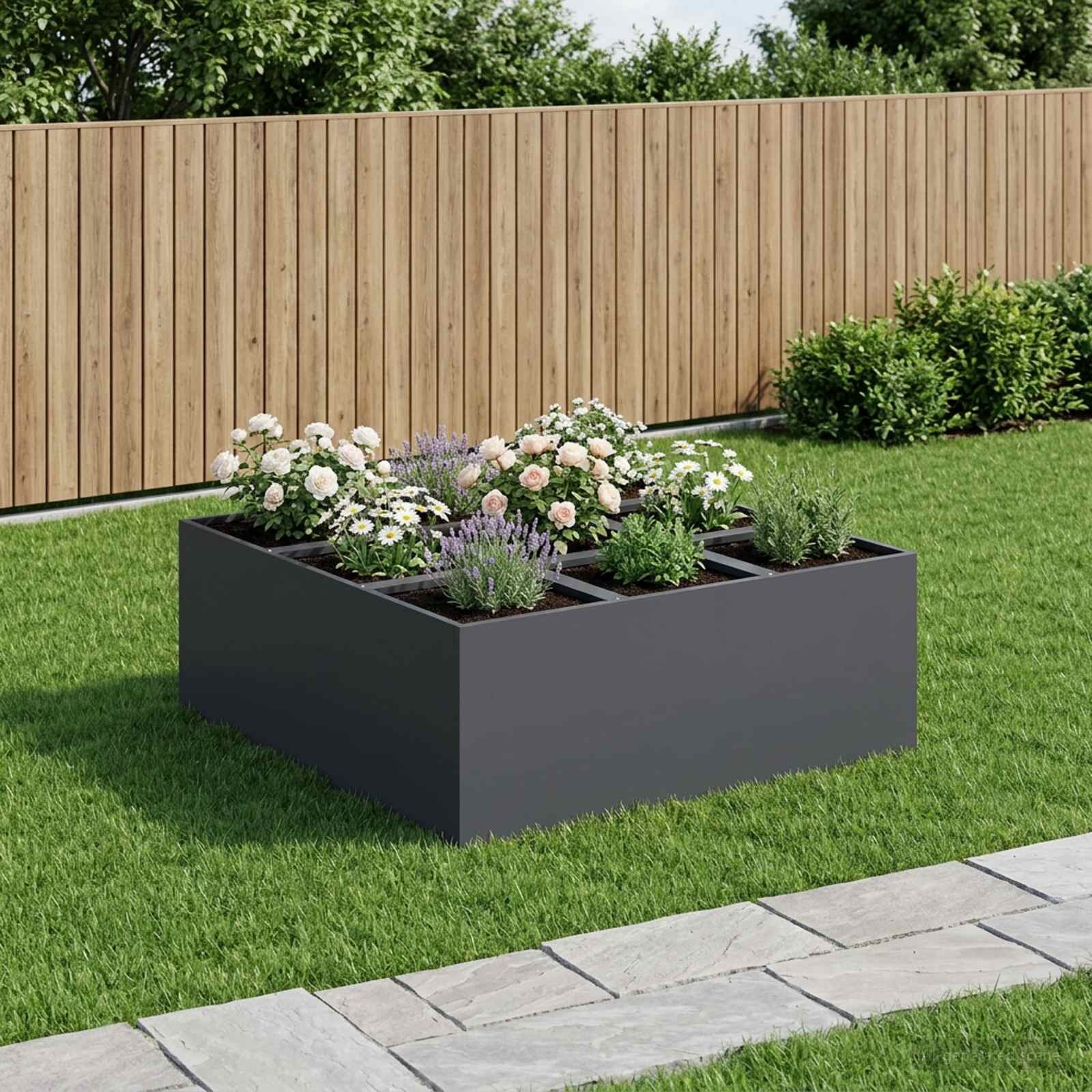 vidaXL Градинска саксия Антрацит 100 x 100 x 20 cm