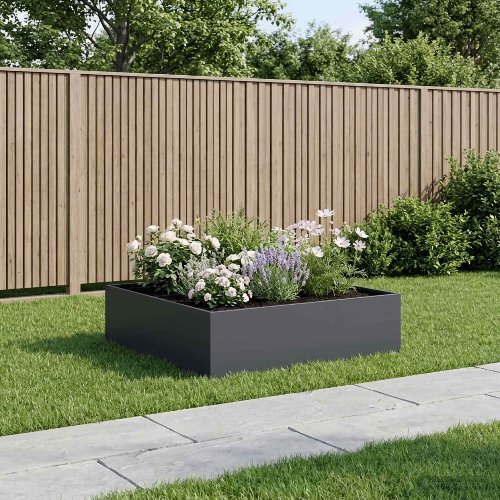 vidaXL Градинска саксия Антрацит 100 x 100 x 30 cm