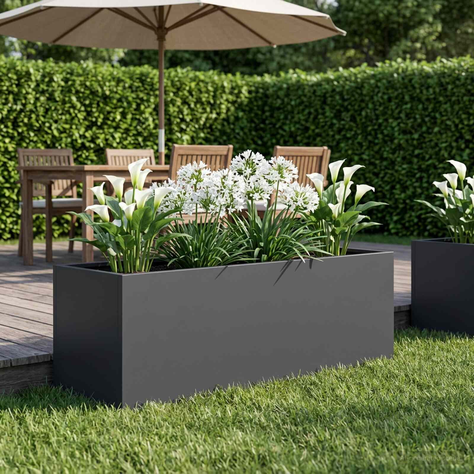 vidaXL Градинска саксия Антрацит 100 x 30 x 30 cm