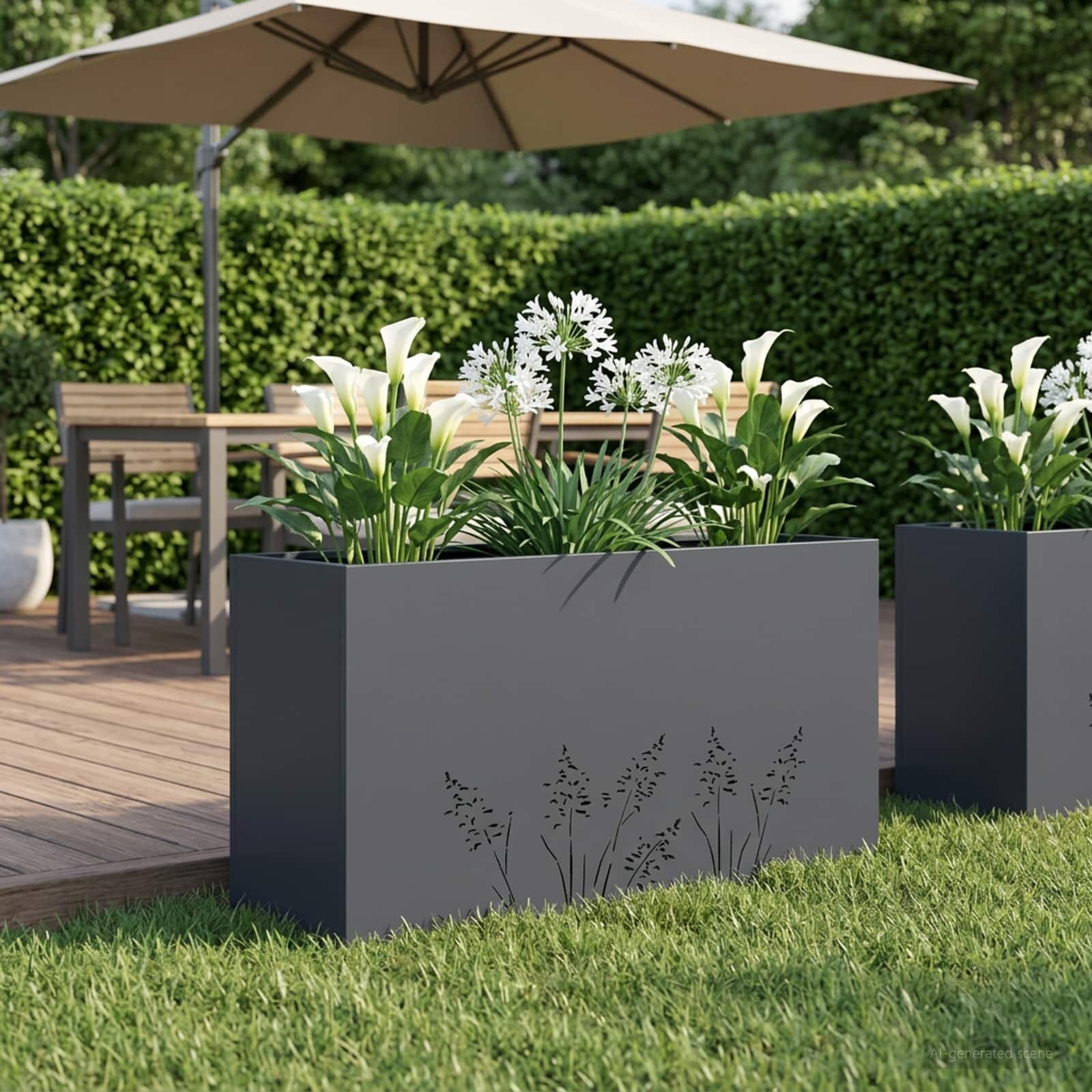vidaXL Градинска саксия Антрацит 100 x 30 x 49 см