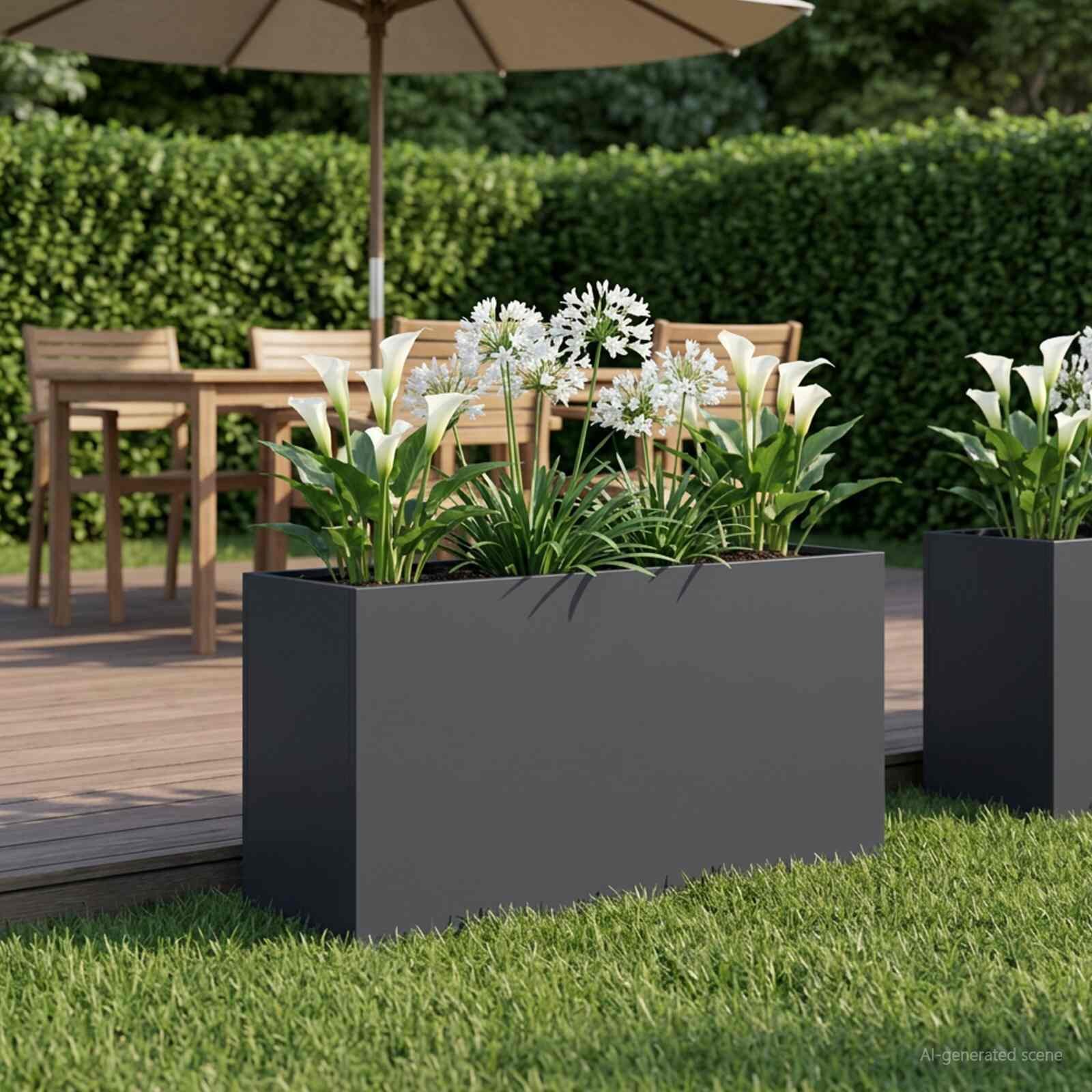 vidaXL Градинска саксия Антрацит 100 x 30 x 50 cm