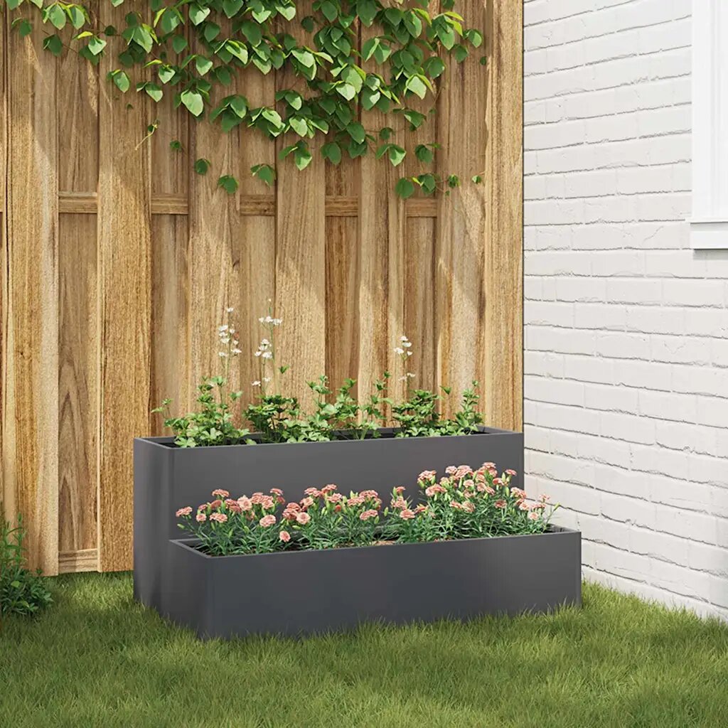vidaXL Градинска саксия Антрацит 100 x 60 x 45 см