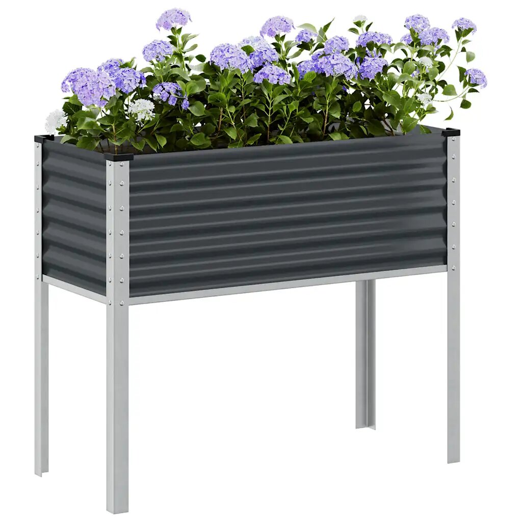 vidaXL Градинска саксия антрацит 100x45x90 см стомана