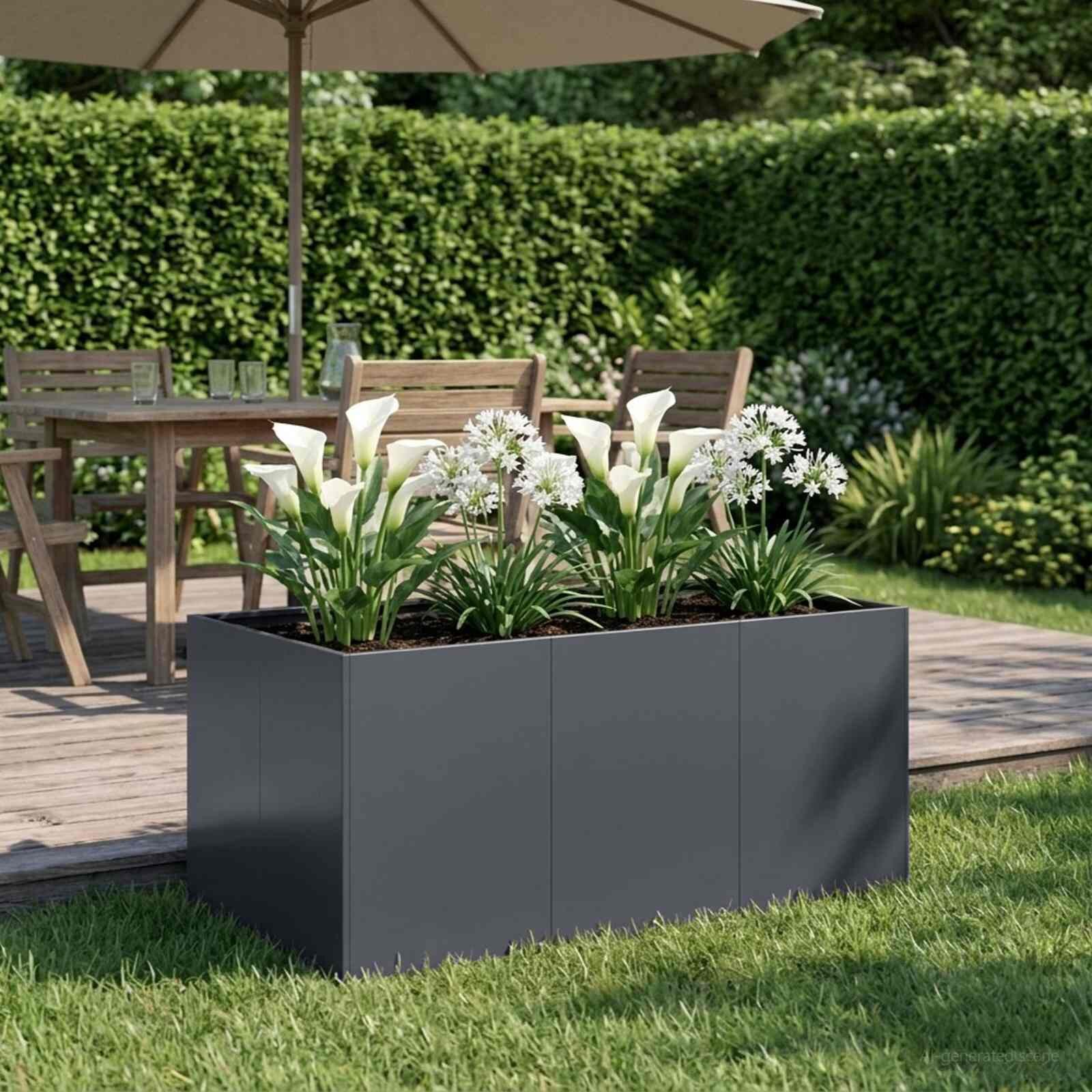 vidaXL Градинска саксия Антрацит 120 x 80 x 60 см