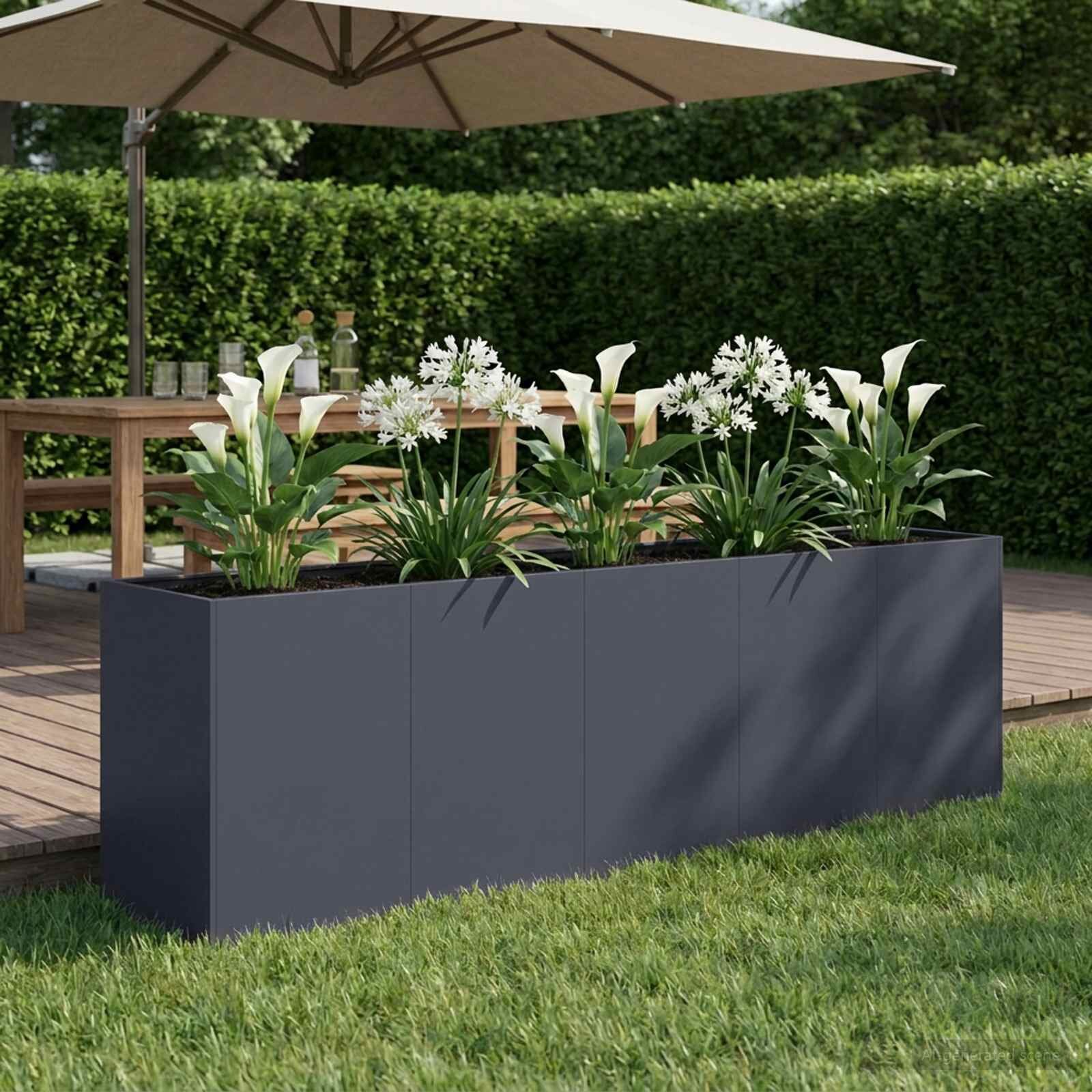 vidaXL Градинска саксия Антрацит 200 x 40 x 60 см