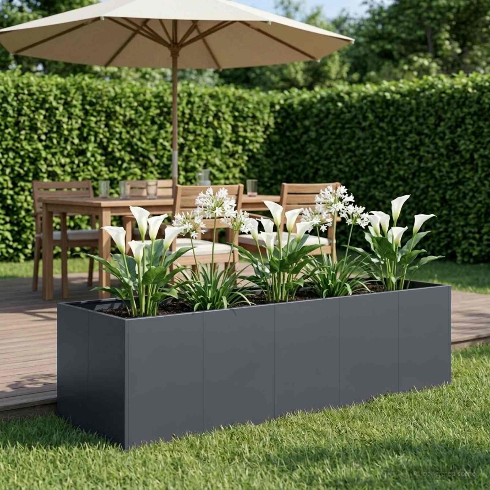 vidaXL Градинска саксия Антрацит 200 x 80 x 60 см