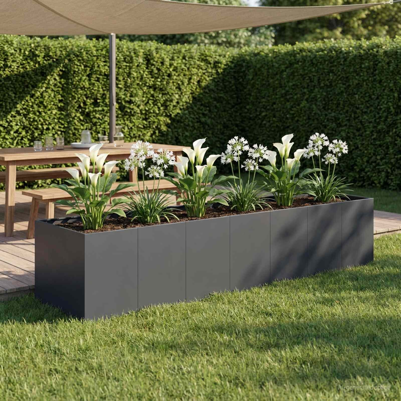 vidaXL Градинска саксия Антрацит 280 x 80 x 60 см