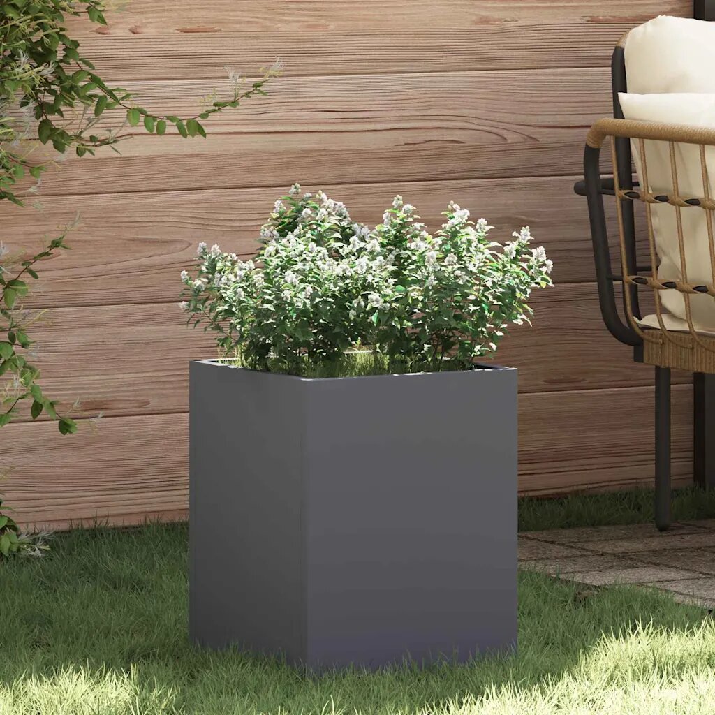 vidaXL Градинска саксия Антрацит 32 x 32 x 40 см
