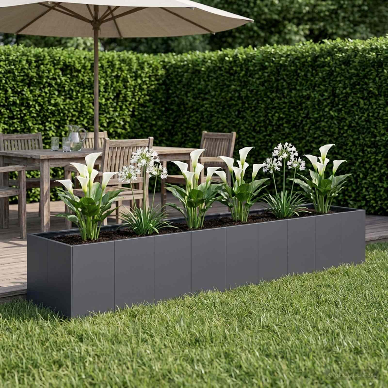 vidaXL Градинска саксия Антрацит 360 x 80 x 60 см