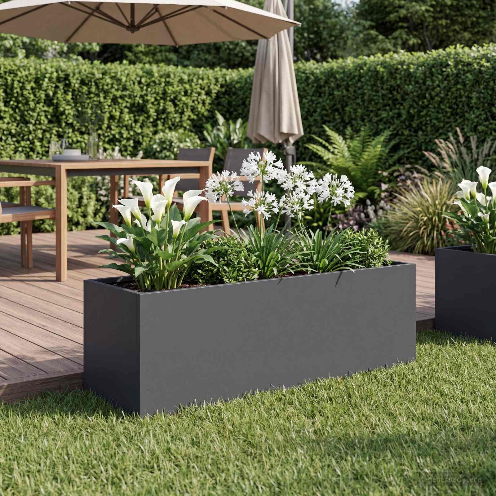 vidaXL Градинска саксия Антрацит 40 x 20 x 20 см