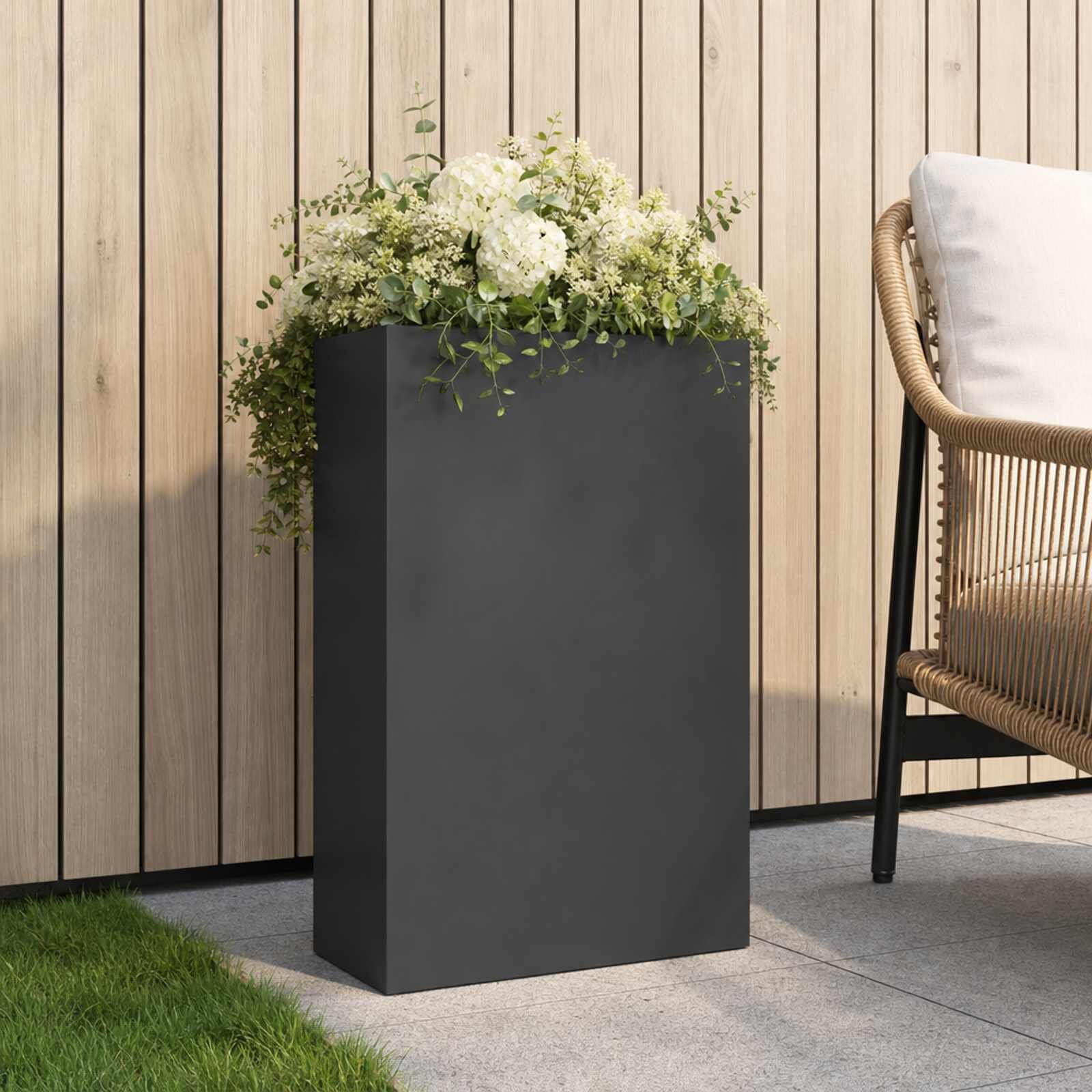 vidaXL Градинска саксия Антрацит 40 x 20 x 75 см