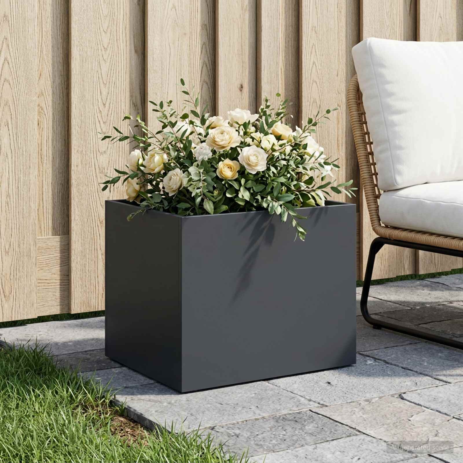 vidaXL Градинска саксия Антрацит 40 x 30 x 30 см