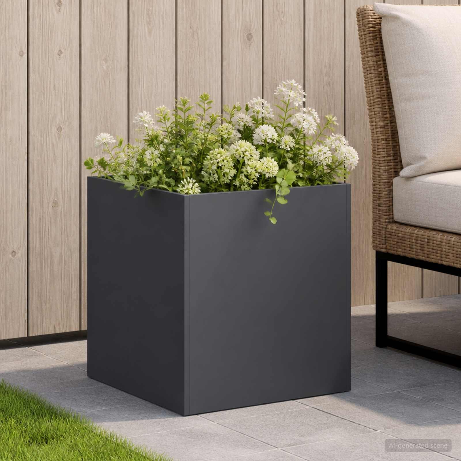 vidaXL Градинска саксия Антрацит 45 x 45 x 45 cm