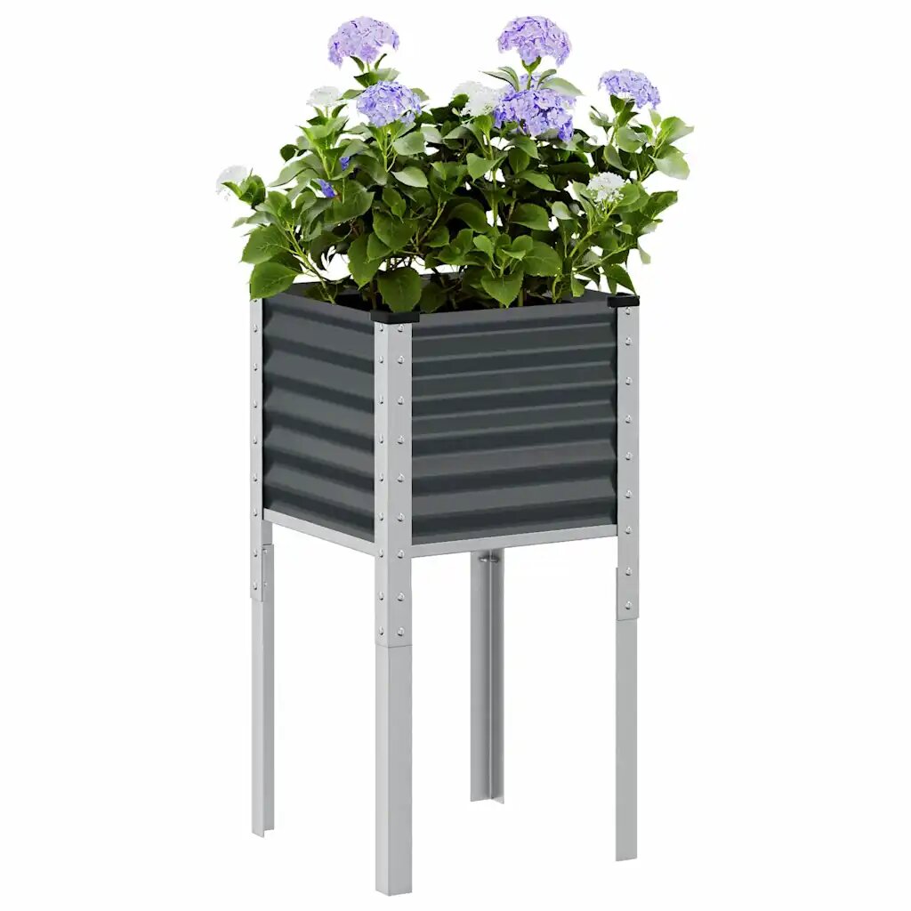 vidaXL Градинска саксия антрацит 45x45x88 см стомана