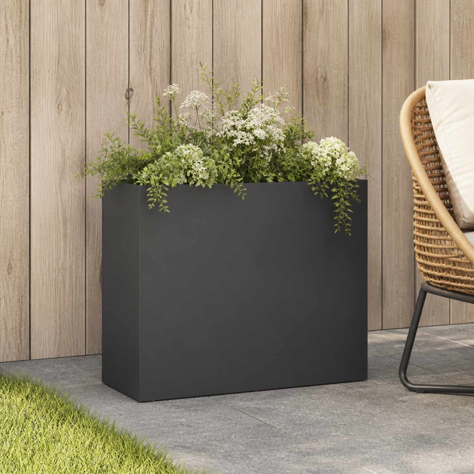 vidaXL Градинска саксия Антрацит 50 x 20 x 40 см