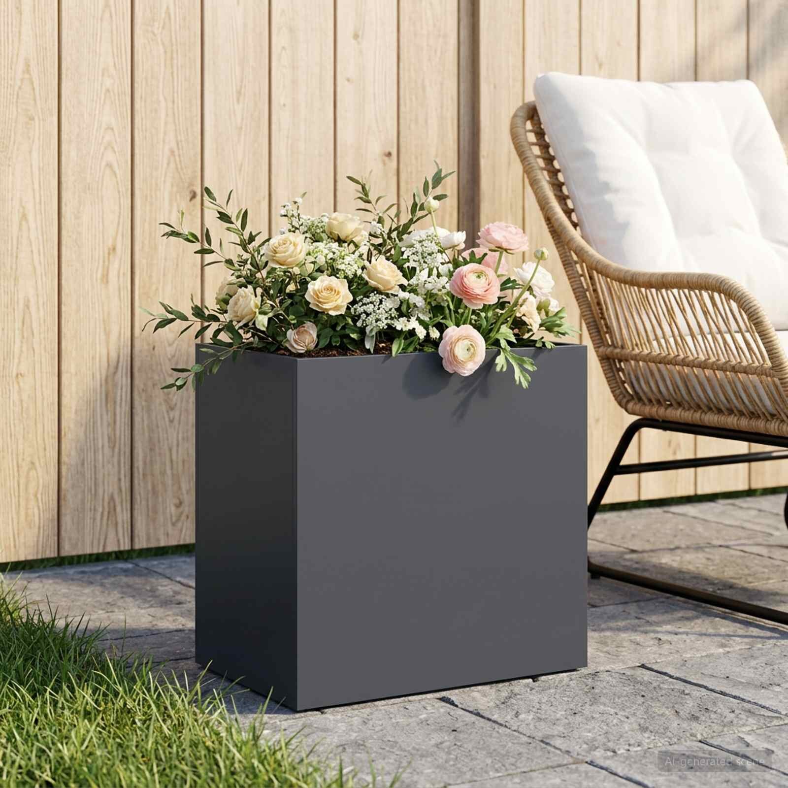 vidaXL Градинска саксия Антрацит 50 x 30 x 40 см
