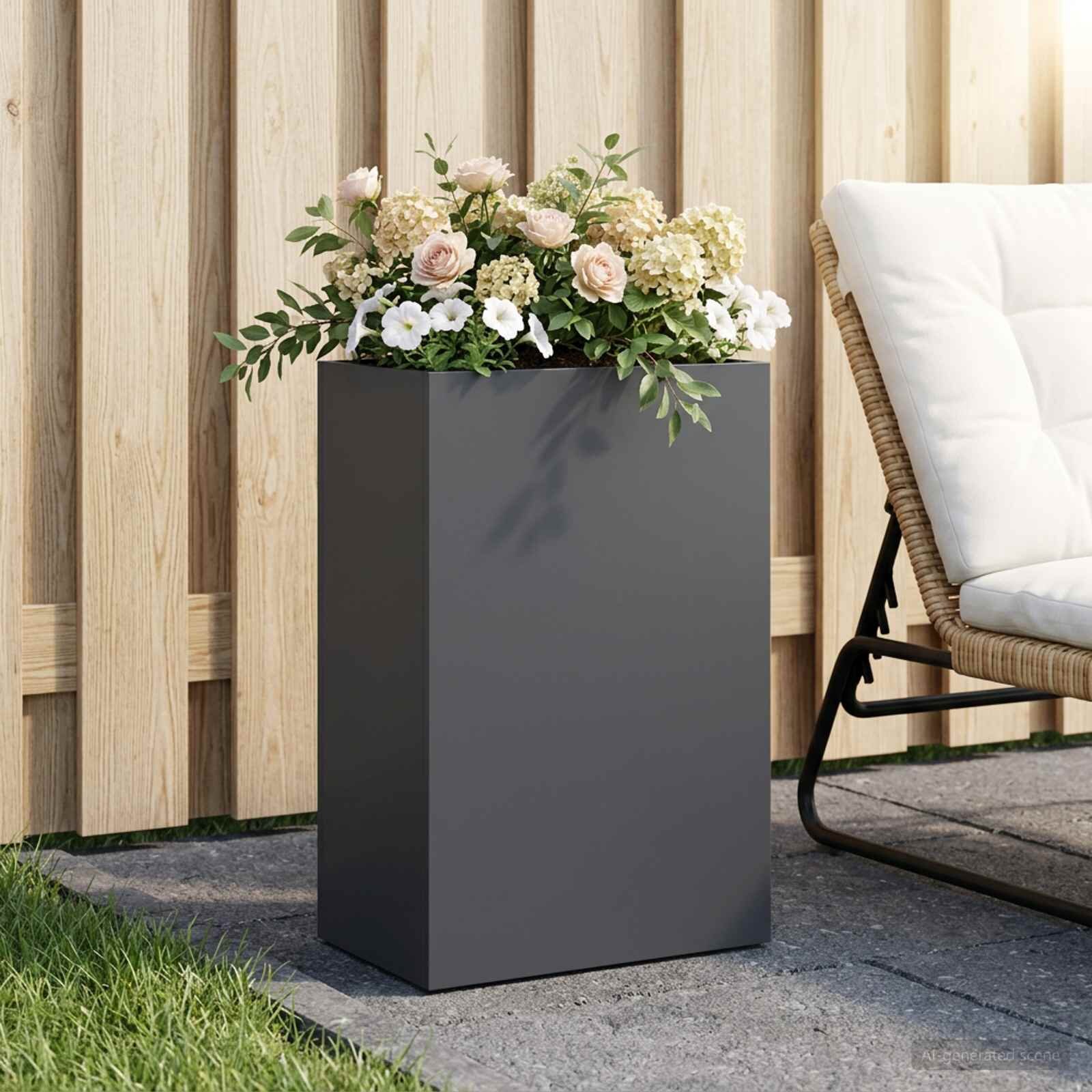vidaXL Градинска саксия Антрацит 50 x 30 x 75 см
