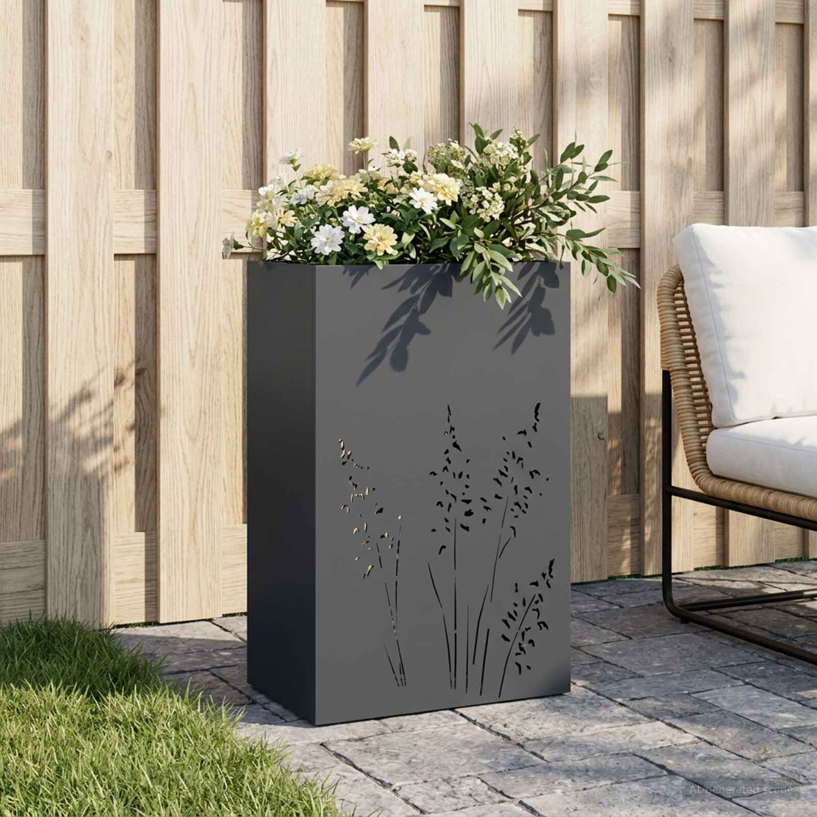 vidaXL Градинска саксия Антрацит 50 x 30 x 75 см