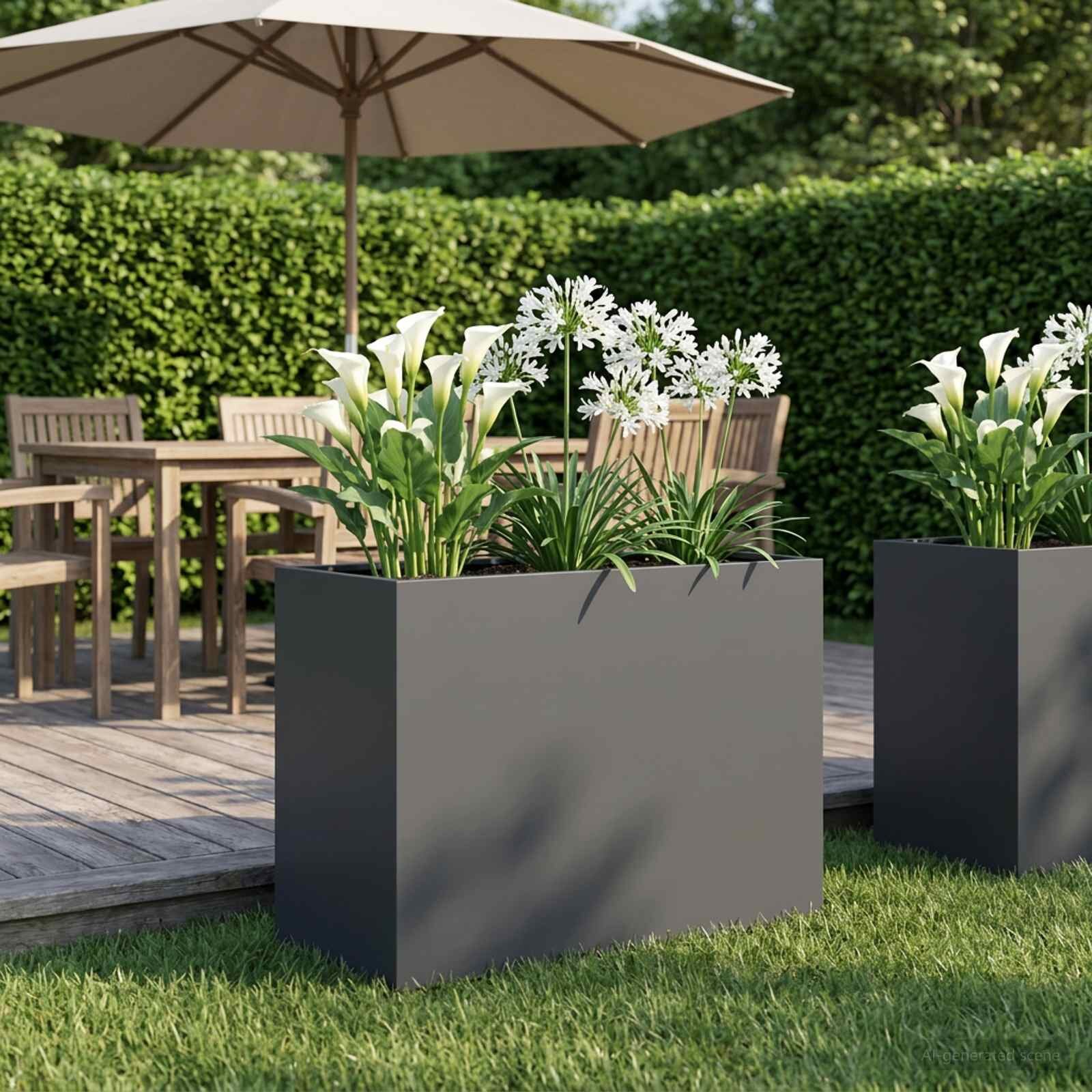 vidaXL Градинска саксия Антрацит 60 x 30 x 50 см