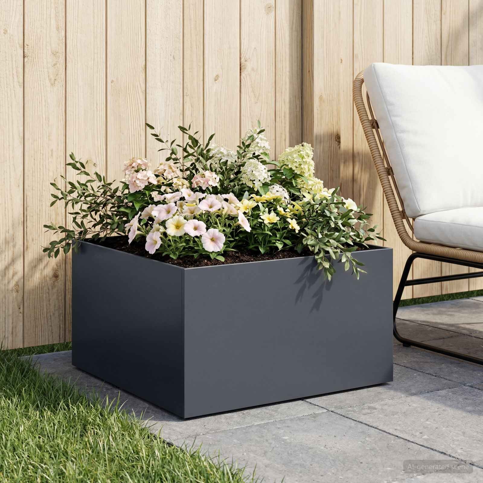 vidaXL Градинска саксия Антрацит 60 x 60 x 30 cm