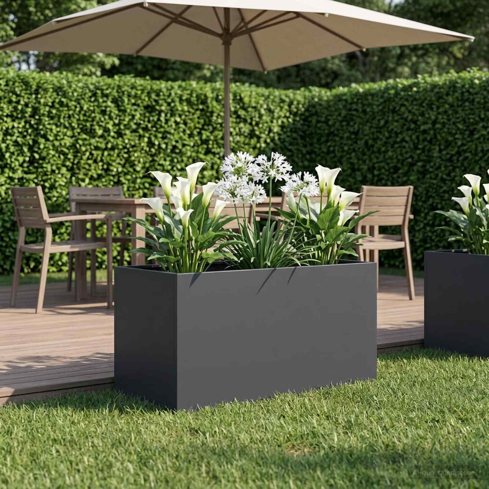 vidaXL Градинска саксия Антрацит 80 x 50 x 50 см