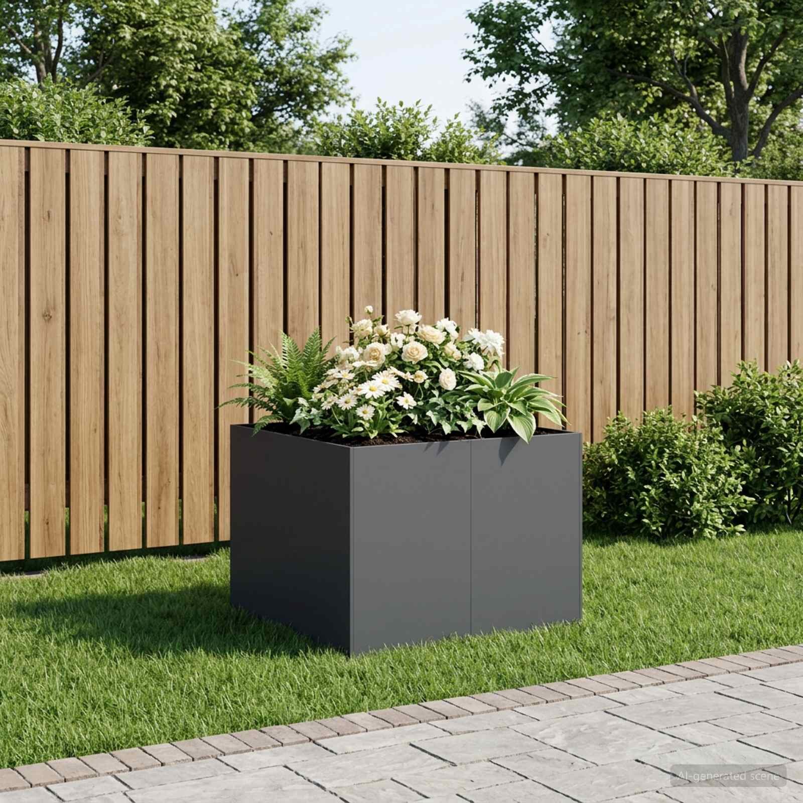 vidaXL Градинска саксия Антрацит 80 x 80 x 60 см