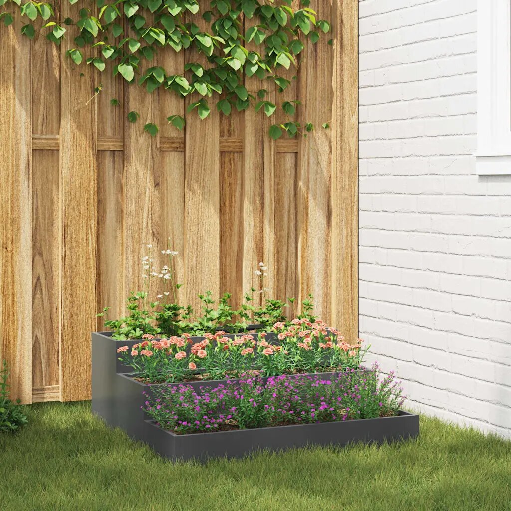 vidaXL Градинска саксия Антрацит 90 x 90 x 35 см