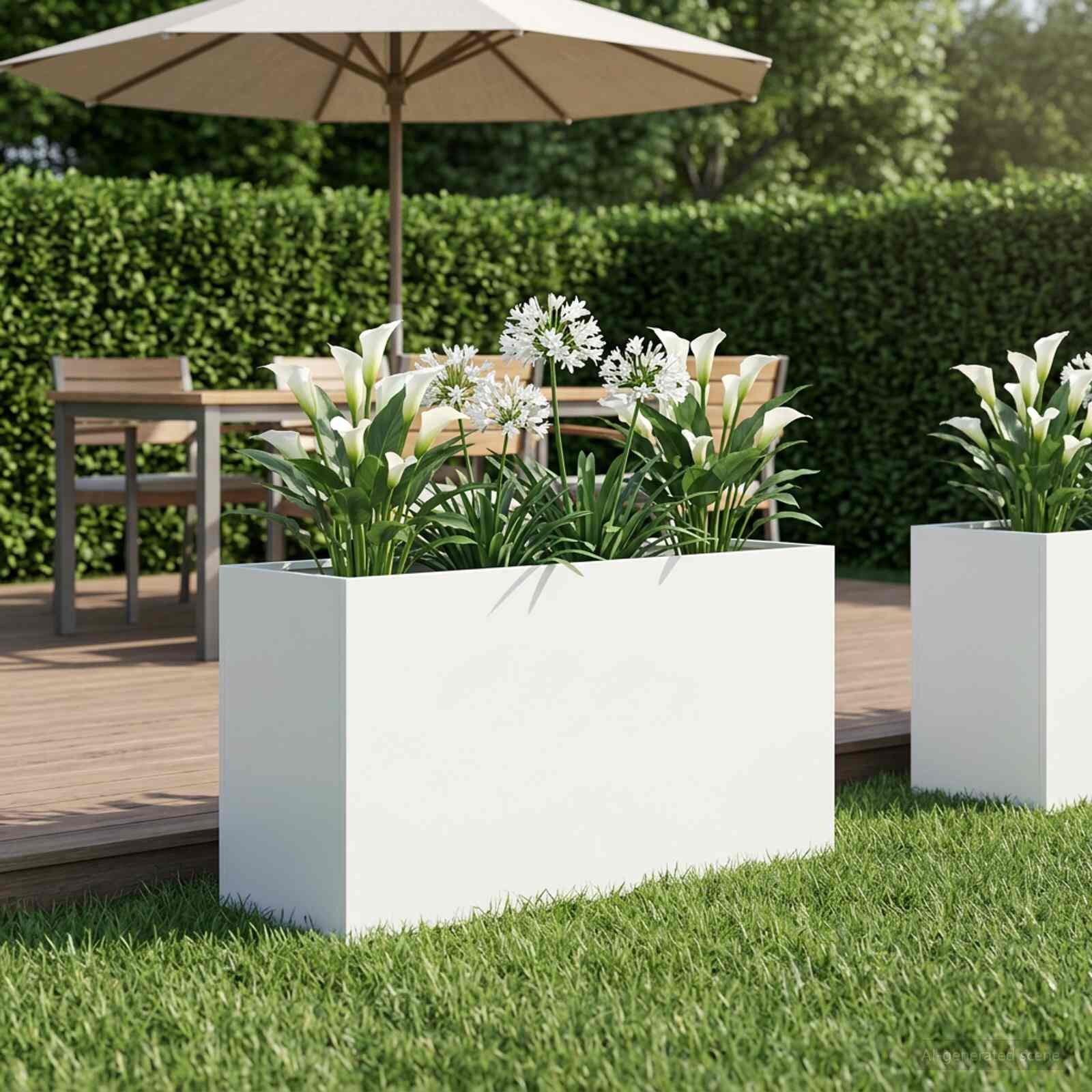 vidaXL Градинска саксия Бяло 100 x 30 x 40 см