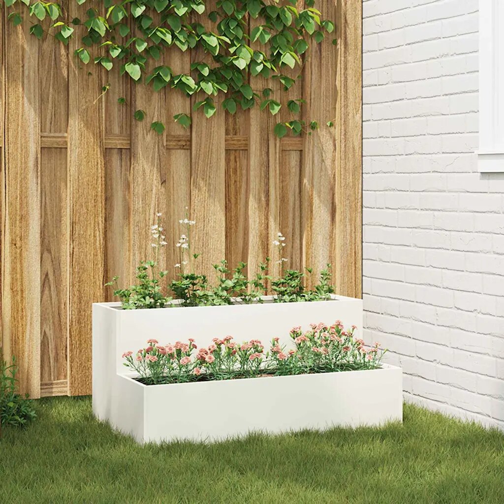 vidaXL Градинска саксия Бяло 100 x 60 x 45 см