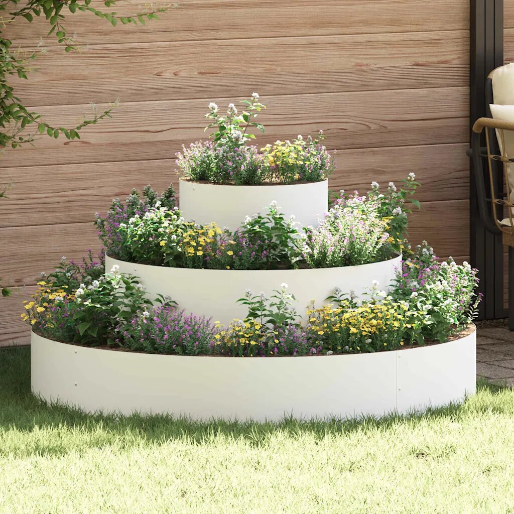vidaXL Градинска саксия Бяло 120 x 120 x 20 см