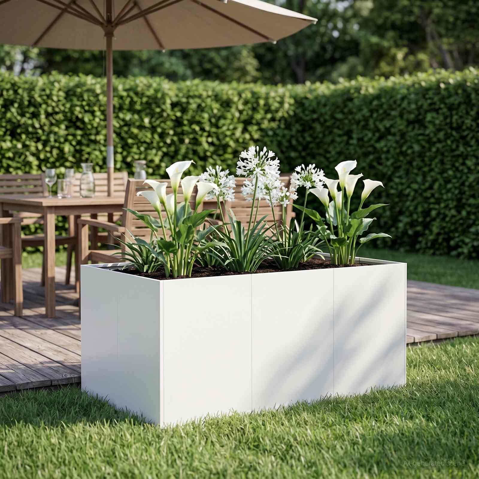 vidaXL Градинска саксия Бяло 120 x 80 x 60 см