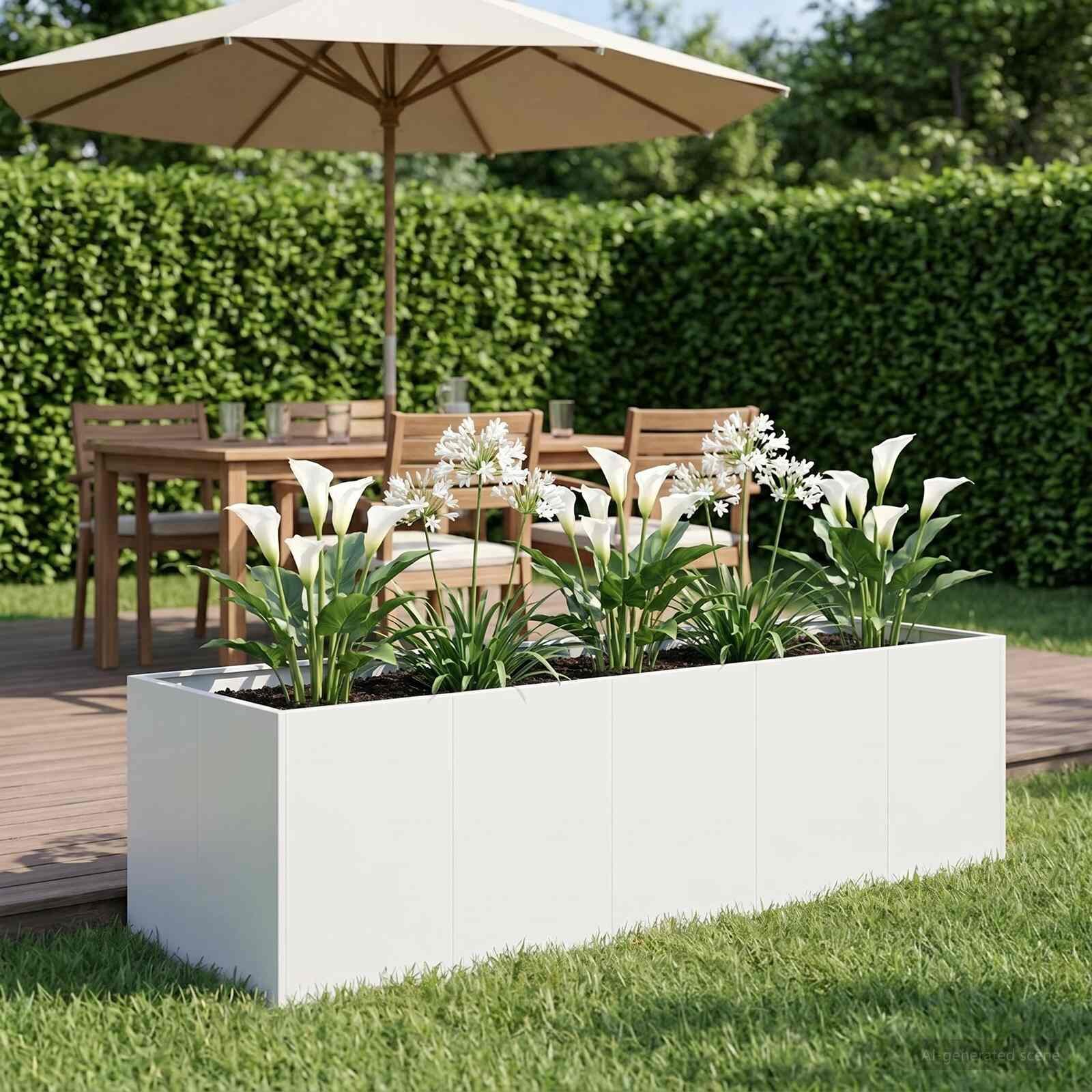 vidaXL Градинска саксия Бяло 200 x 80 x 60 см