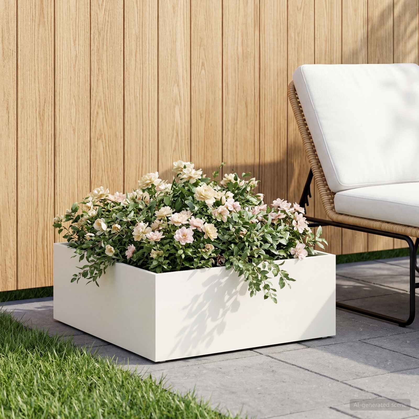 vidaXL Градинска саксия Бяло 40 x 40 x 20 cm Студено валцована стомана