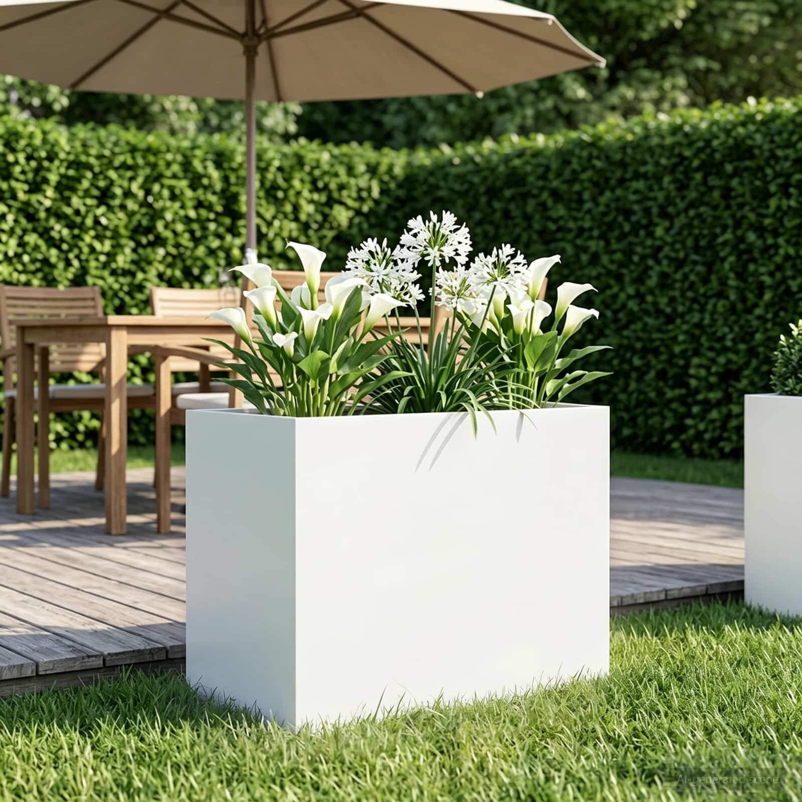 vidaXL Градинска саксия Бяло 60 x 40 x 50 cm Студено валцована стомана