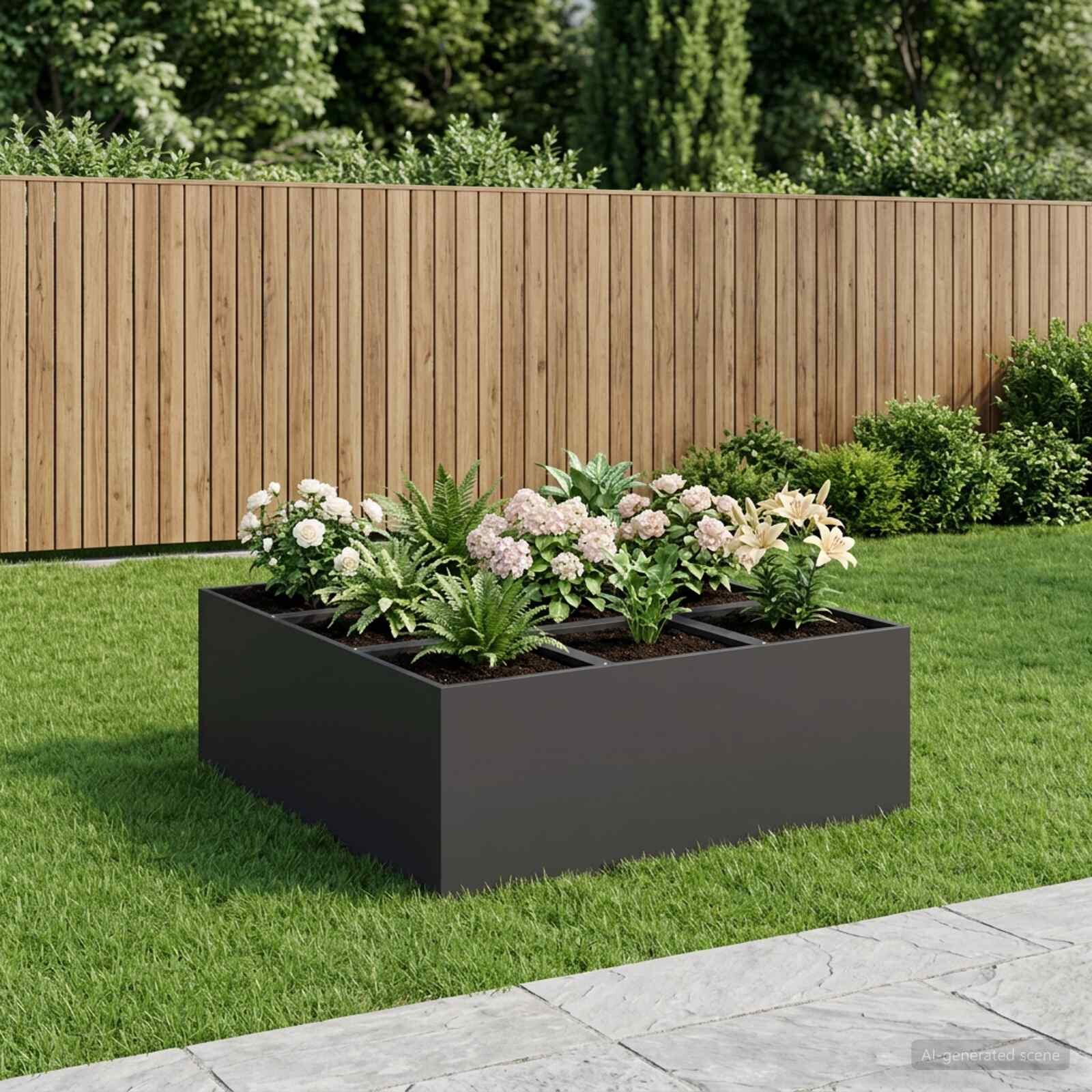 vidaXL Градинска саксия Черно 100 x 100 x 40 cm