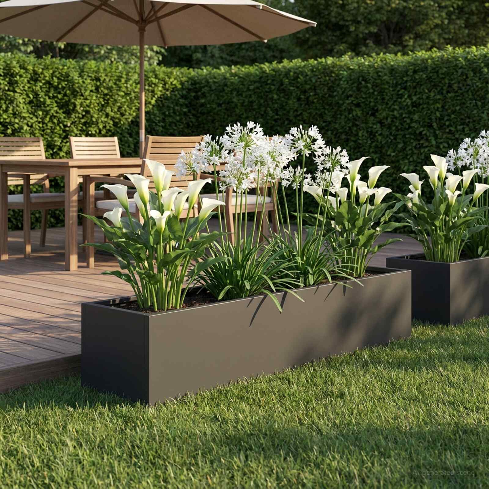 vidaXL Градинска саксия Черно 100 x 20 x 20 см