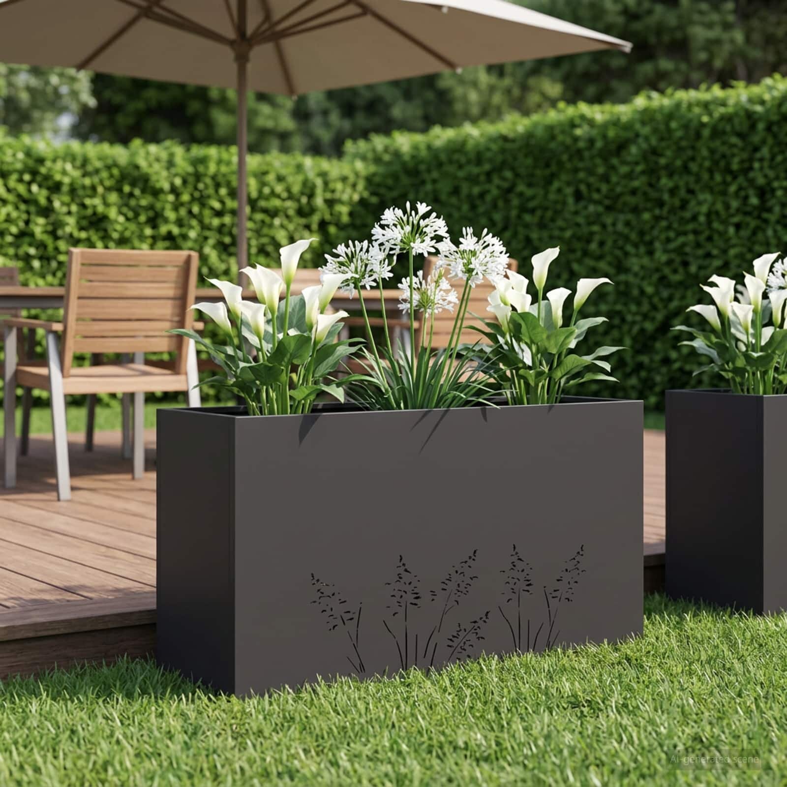 vidaXL Градинска саксия Черно 100 x 30 x 49 см