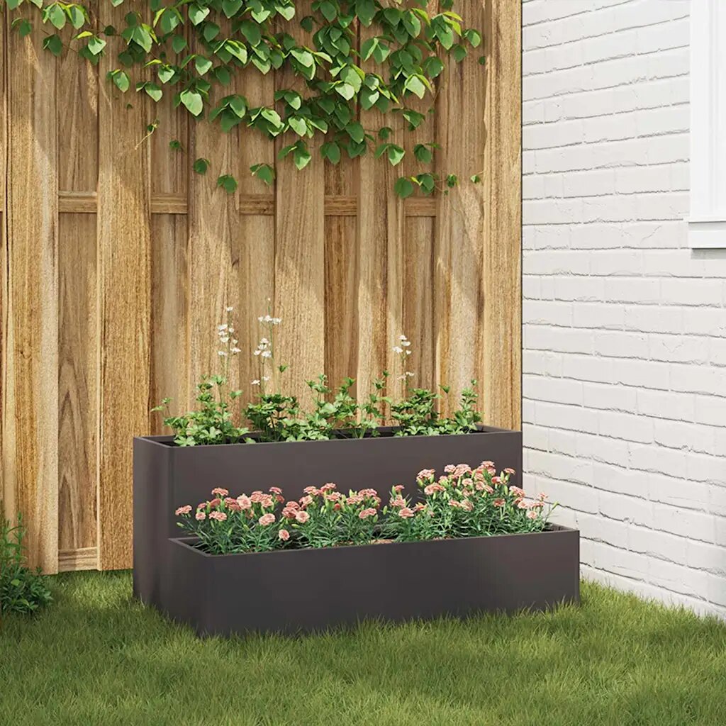 vidaXL Градинска саксия Черно 100 x 60 x 45 см