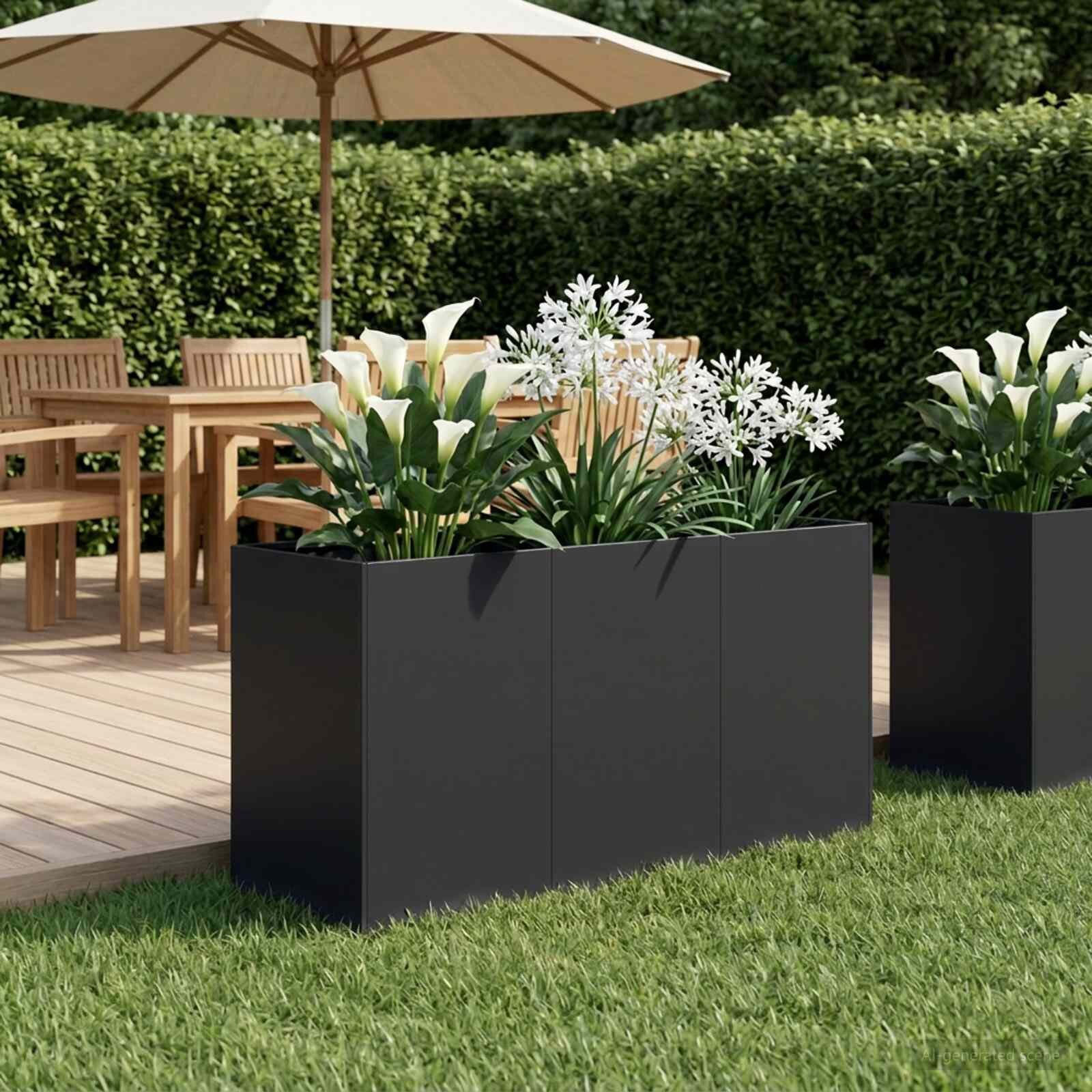 vidaXL Градинска саксия Черно 120 x 40 x 60 см