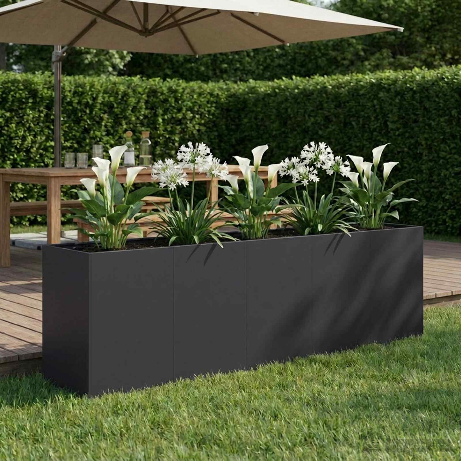 vidaXL Градинска саксия Черно 200 x 40 x 60 см